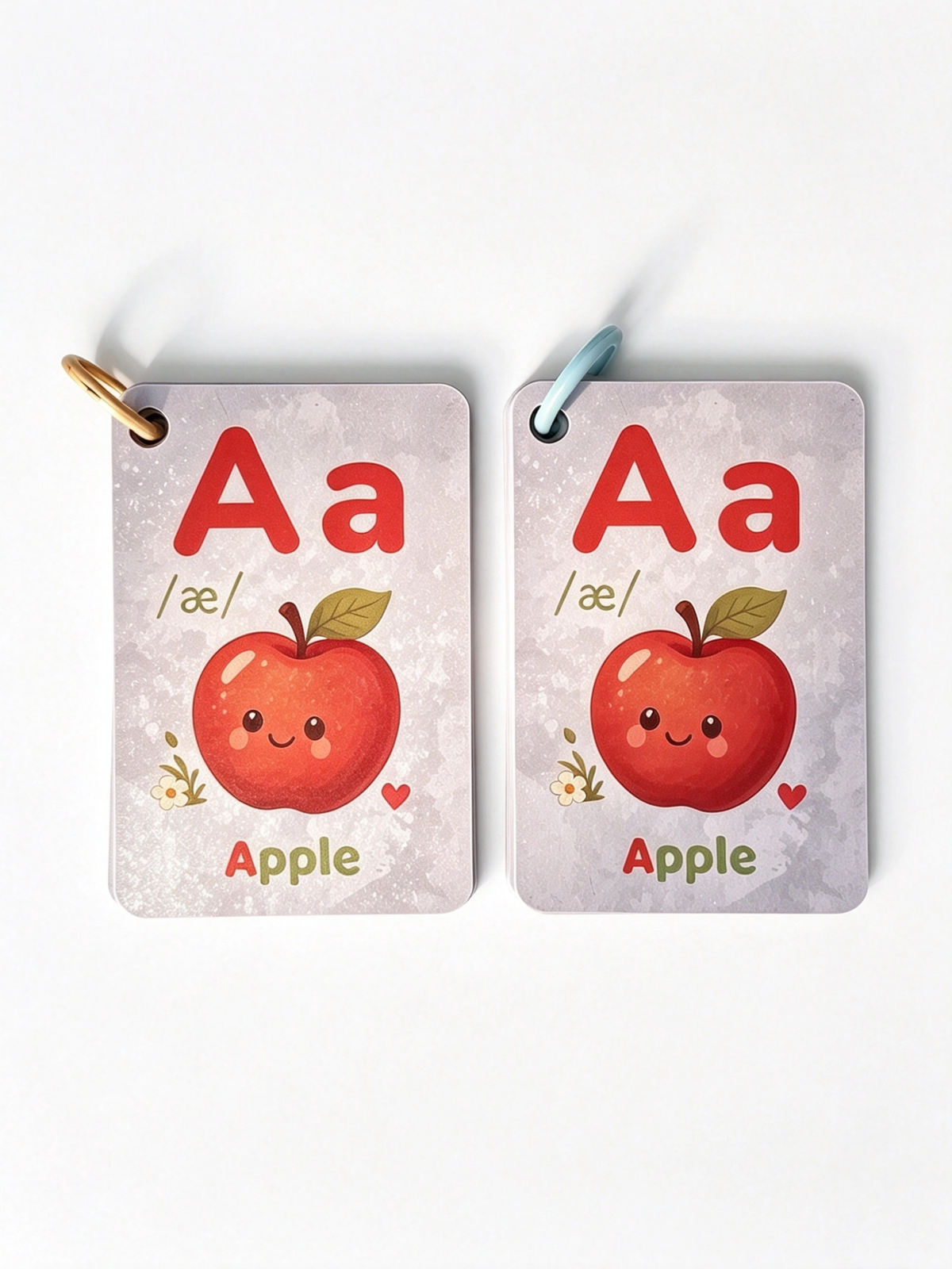 Two A for Apple phonics cards side by side, showing uppercase, lowercase and the /æ/ sound